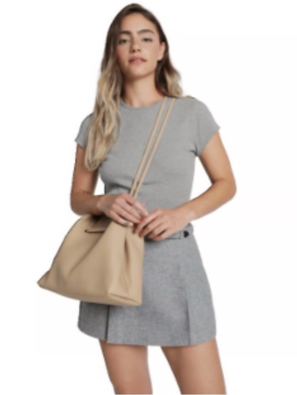 8 Other Reasons Vegan Pebbled Leather Slouchy Bucket Bag - Tan